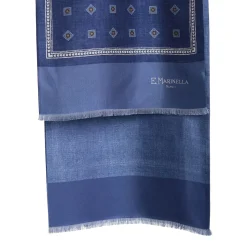 E.Marinella Sciarpe In Seta|SCIARPA TUBOLARE BLU IN SETA TWILL Classic daisy