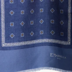E.Marinella Sciarpe In Seta|SCIARPA TUBOLARE BLU IN SETA TWILL Classic daisy