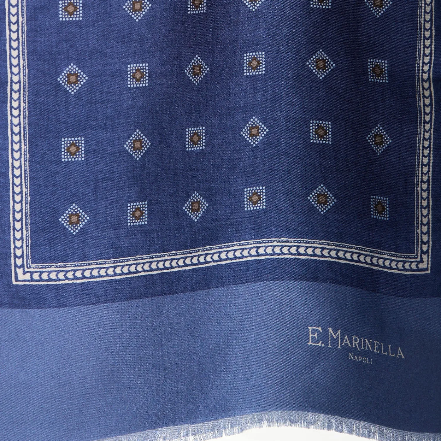 E.Marinella Sciarpe In Seta|SCIARPA TUBOLARE BLU IN SETA TWILL Classic daisy