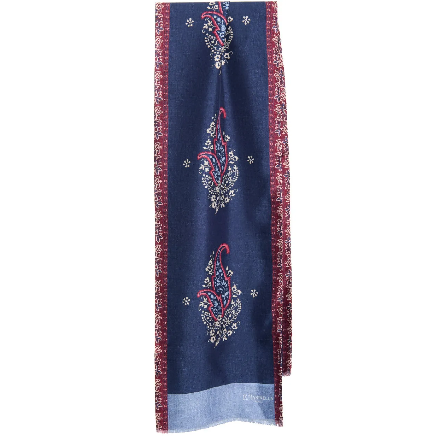 E.Marinella Sciarpe In Seta|SCIARPA TUBOLARE BLU SCURO IN SETA TWILL Paisley pattern