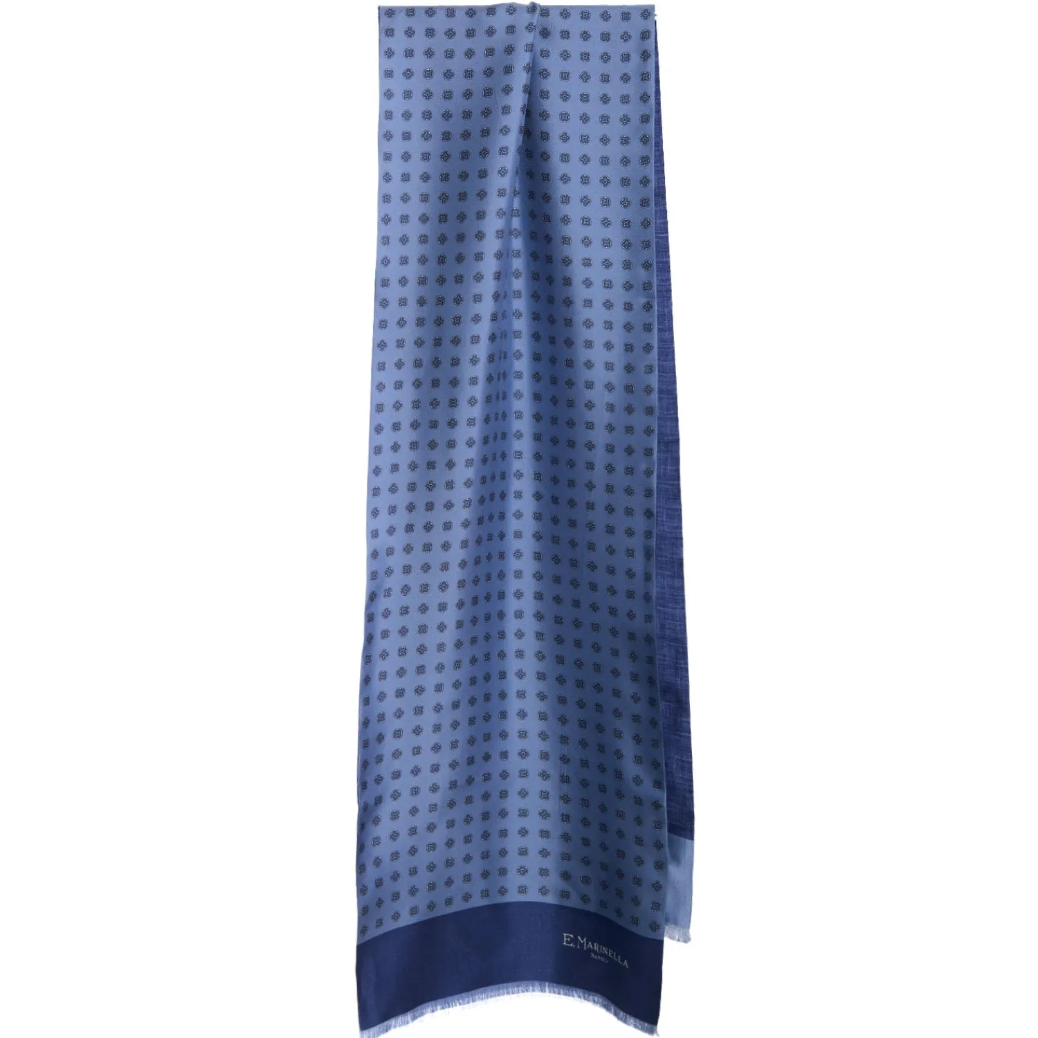 E.Marinella Sciarpe In Seta|SCIARPA TUBOLARE BLU SCUROIN SETA TWILL Classic daisy