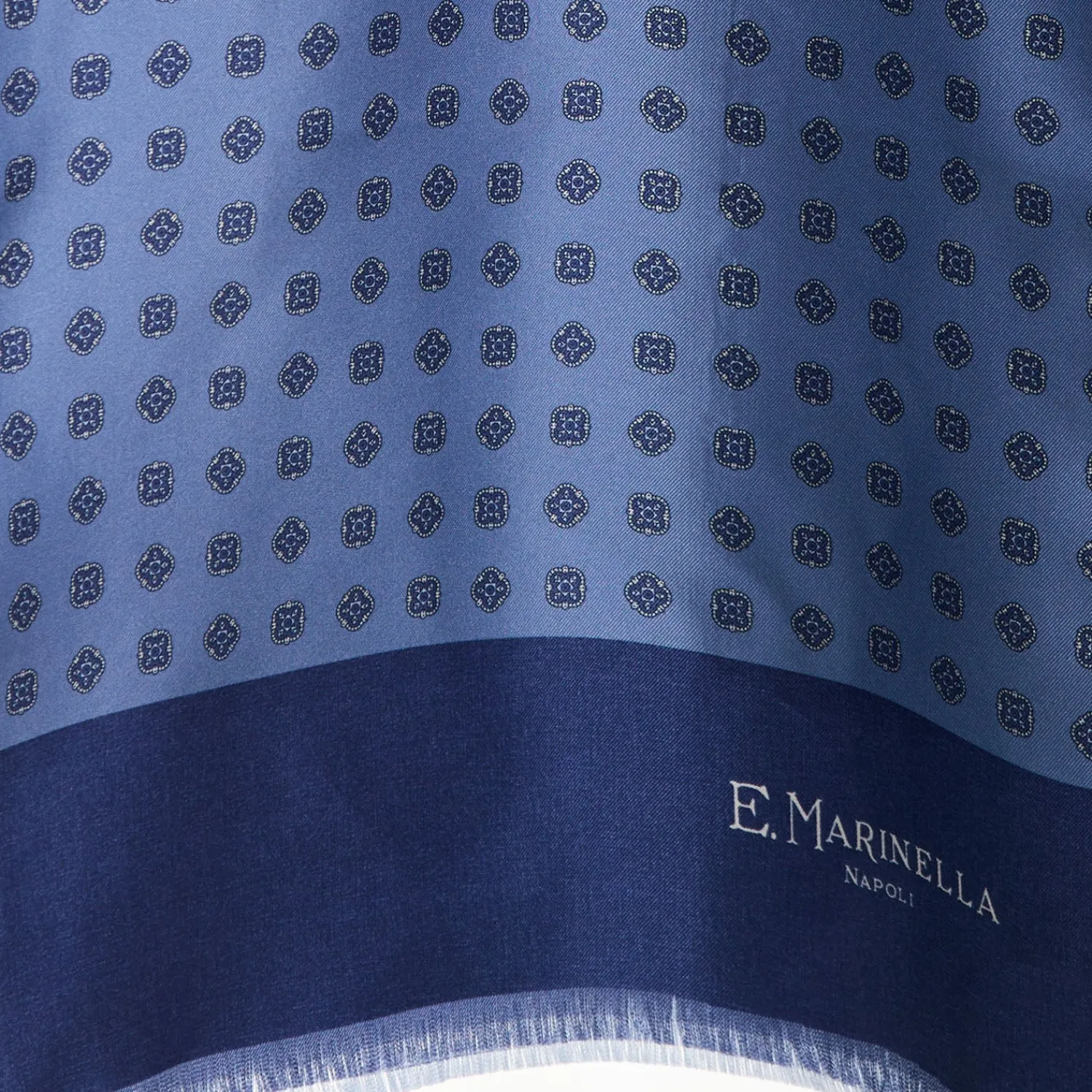 E.Marinella Sciarpe In Seta|SCIARPA TUBOLARE BLU SCUROIN SETA TWILL Classic daisy