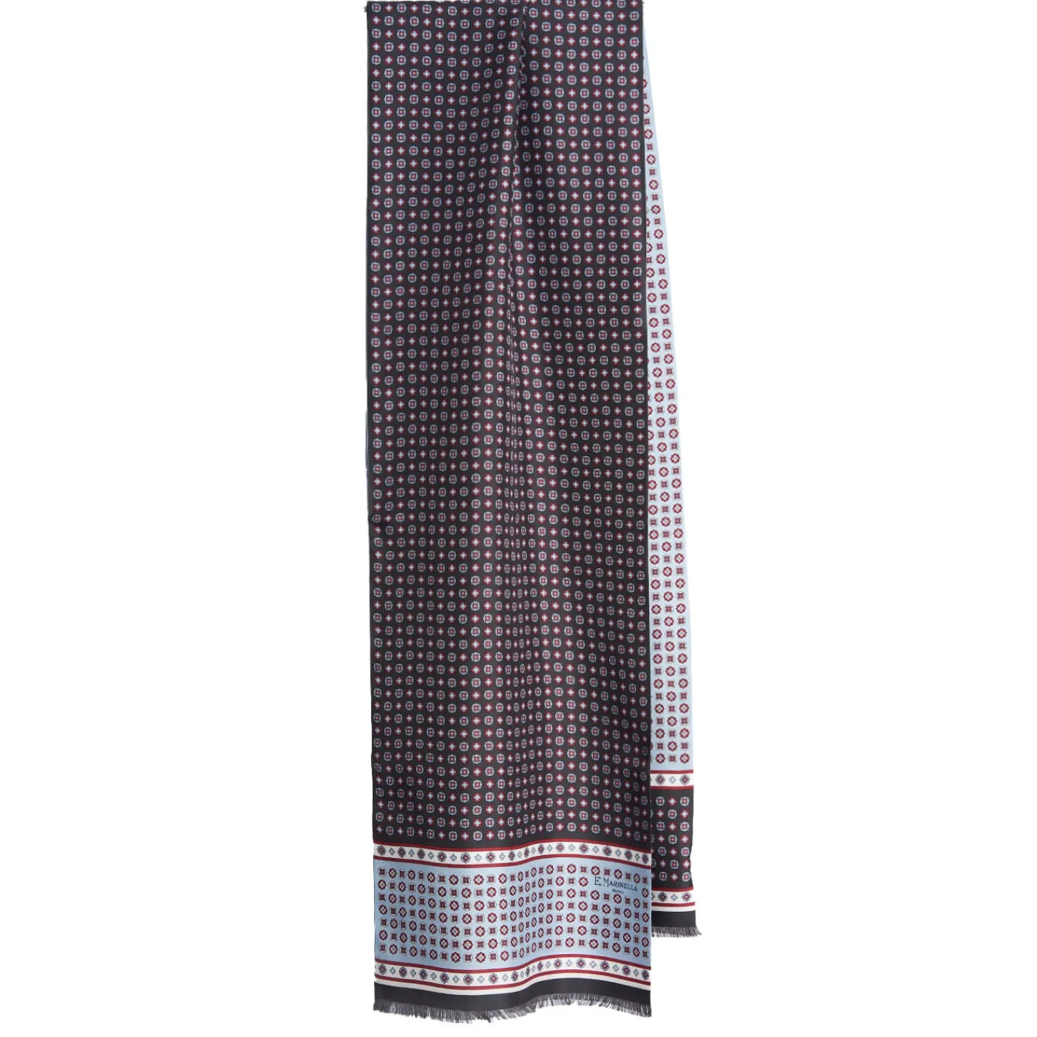E.Marinella Sciarpe In Seta|SCIARPA TUBOLARE GRIGIO SCURO IN SETA TWILL Busy pattern