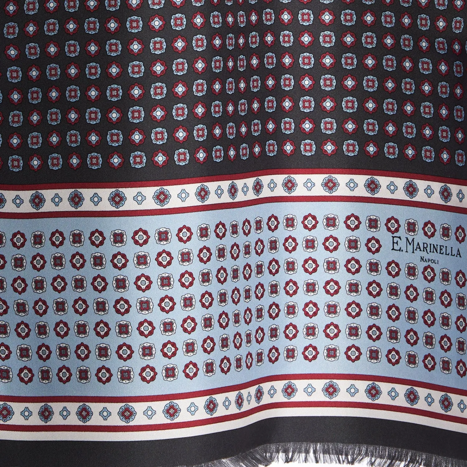E.Marinella Sciarpe In Seta|SCIARPA TUBOLARE GRIGIO SCURO IN SETA TWILL Busy pattern