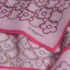 E.Marinella Sciarpe Estive|SCIARPA TUBOLARE IN VOILE DI COTONE E SETA ROSA Fiore monogram 100
