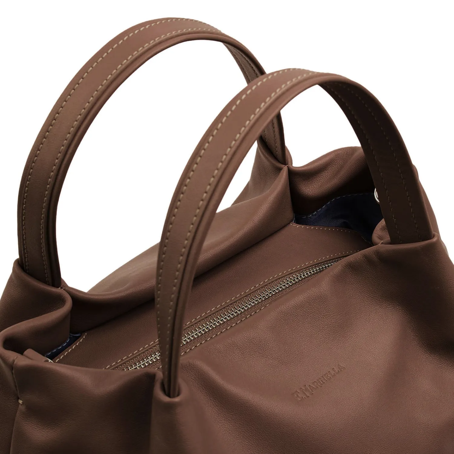 E.Marinella Tote Bag|SOFT BAG MARRONE SCURO In pelle liscia