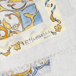 E.Marinella Sciarpe Invernali|STOLA AZZURRA IN LANA Fantasia medaglioni