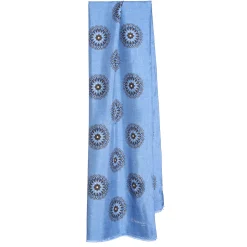 E.Marinella Sciarpe In Seta|STOLA AZZURRA IN SETA MADDER Collezione floreale