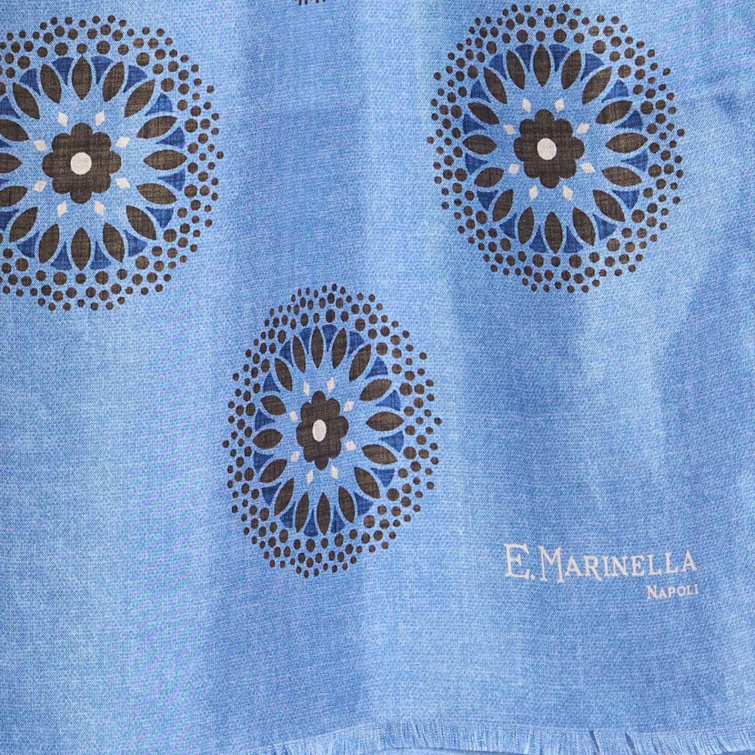 E.Marinella Sciarpe In Seta|STOLA AZZURRA IN SETA MADDER Collezione floreale