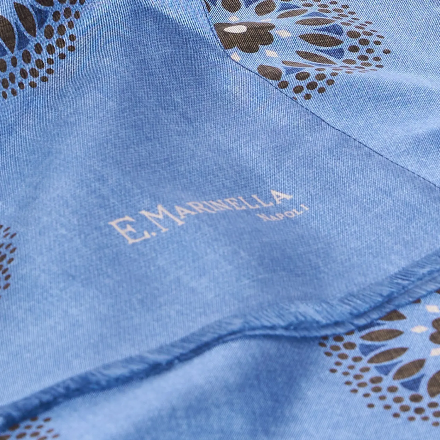 E.Marinella Sciarpe In Seta|STOLA AZZURRA IN SETA MADDER Collezione floreale