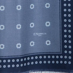 E.Marinella Sciarpe Invernali|STOLA AZZURRO POLVERE IN LANA Decorazioni floreali