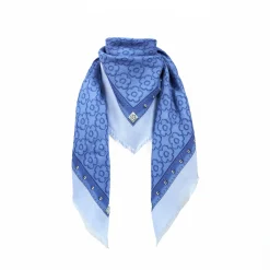 E.Marinella Sciarpe Invernali|STOLA AZZURRO POLVERE 115 IN LANA, SETA E CASHMERE Fiori d’archivio