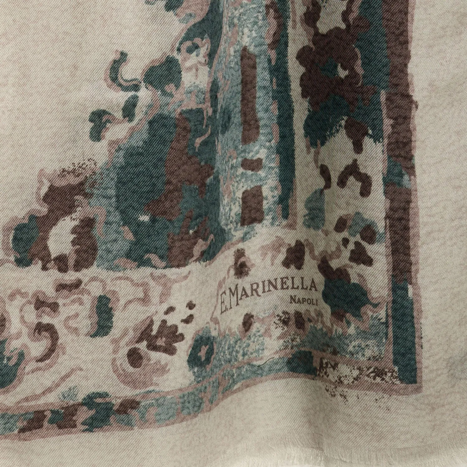 E.Marinella Sciarpe Invernali|STOLA BEIGE IN CASHMERE Collezione floreale