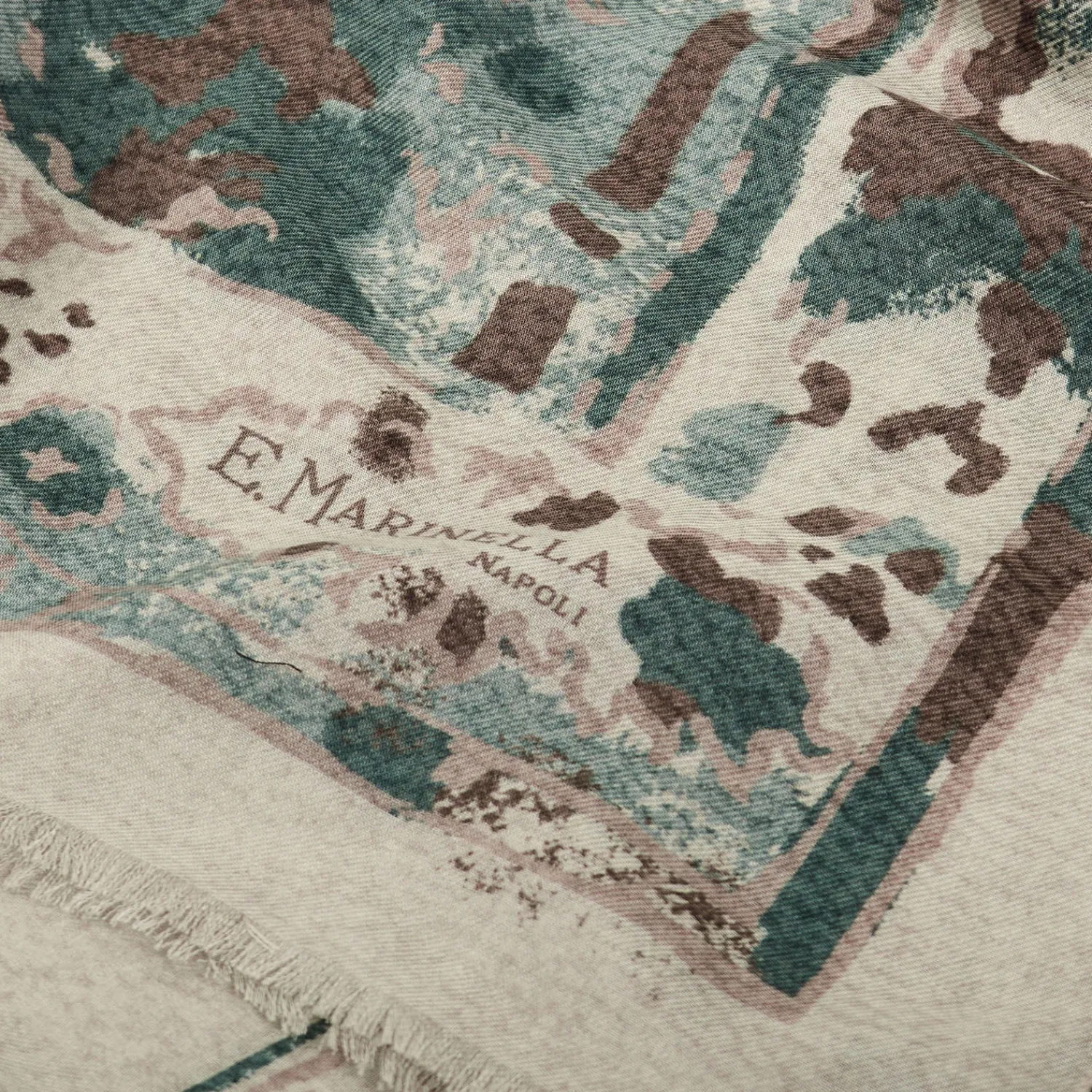 E.Marinella Sciarpe Invernali|STOLA BEIGE IN CASHMERE Collezione floreale