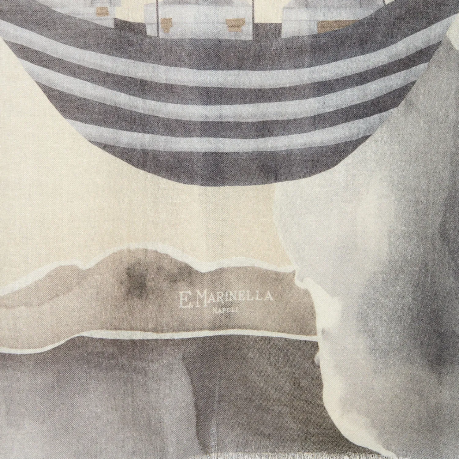 E.Marinella Sciarpe Invernali|STOLA BEIGE IN CASHMERE Collezione floreale