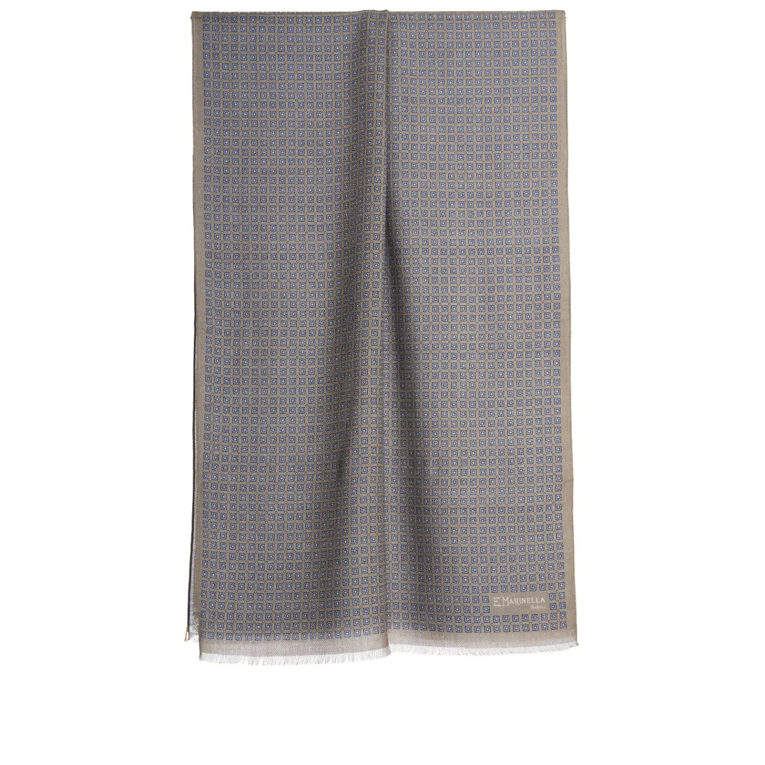 E.Marinella Sciarpe Invernali|STOLA BEIGE In lana con decorazioni floreali