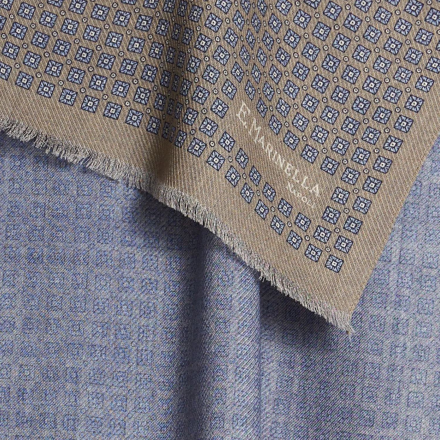 E.Marinella Sciarpe Invernali|STOLA BEIGE In lana con decorazioni floreali