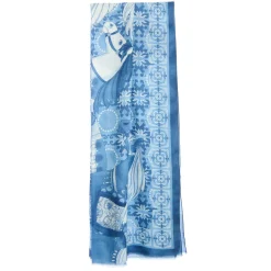 E.Marinella Sciarpe Invernali|STOLA BLU IN CASHMERE Collezione elefanti