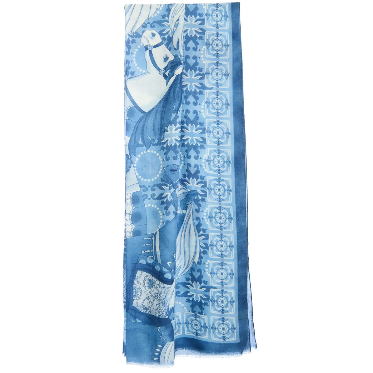 E.Marinella Sciarpe Invernali|STOLA BLU IN CASHMERE Collezione elefanti