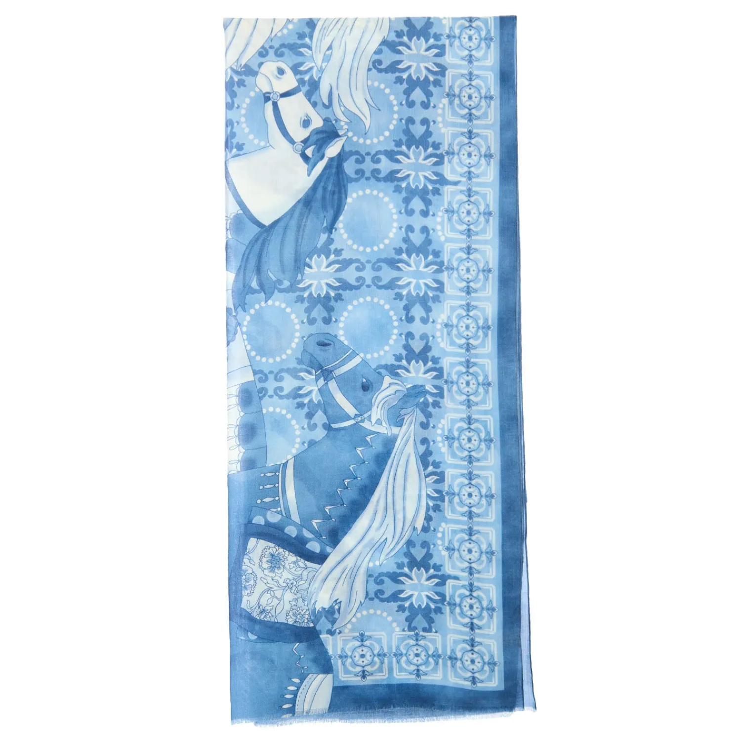 E.Marinella Sciarpe Invernali|STOLA BLU IN CASHMERE Collezione elefanti