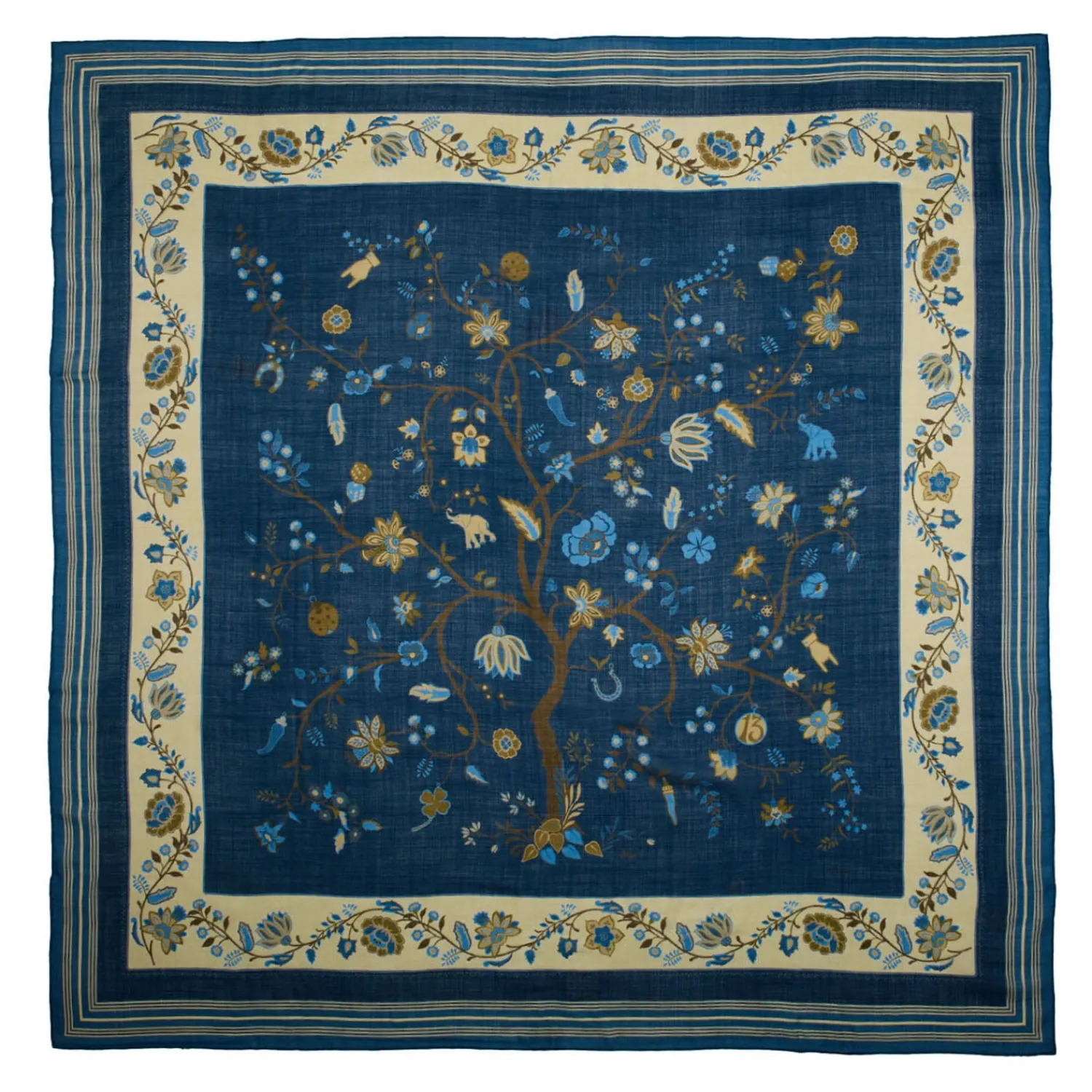 E.Marinella Sciarpe Invernali|STOLA BLU 140 IN LANA E CASHMERE Albero della vita