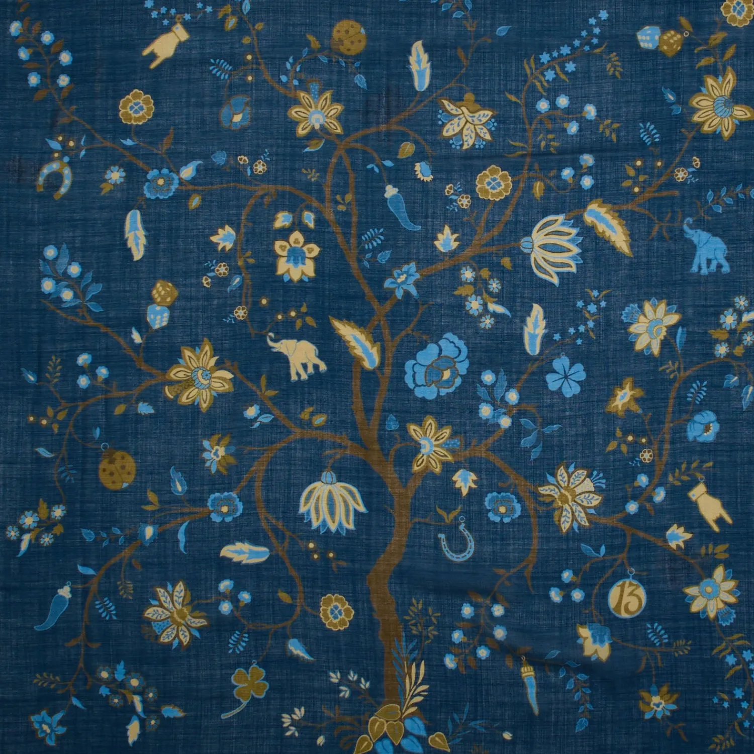 E.Marinella Sciarpe Invernali|STOLA BLU 140 IN LANA E CASHMERE Albero della vita