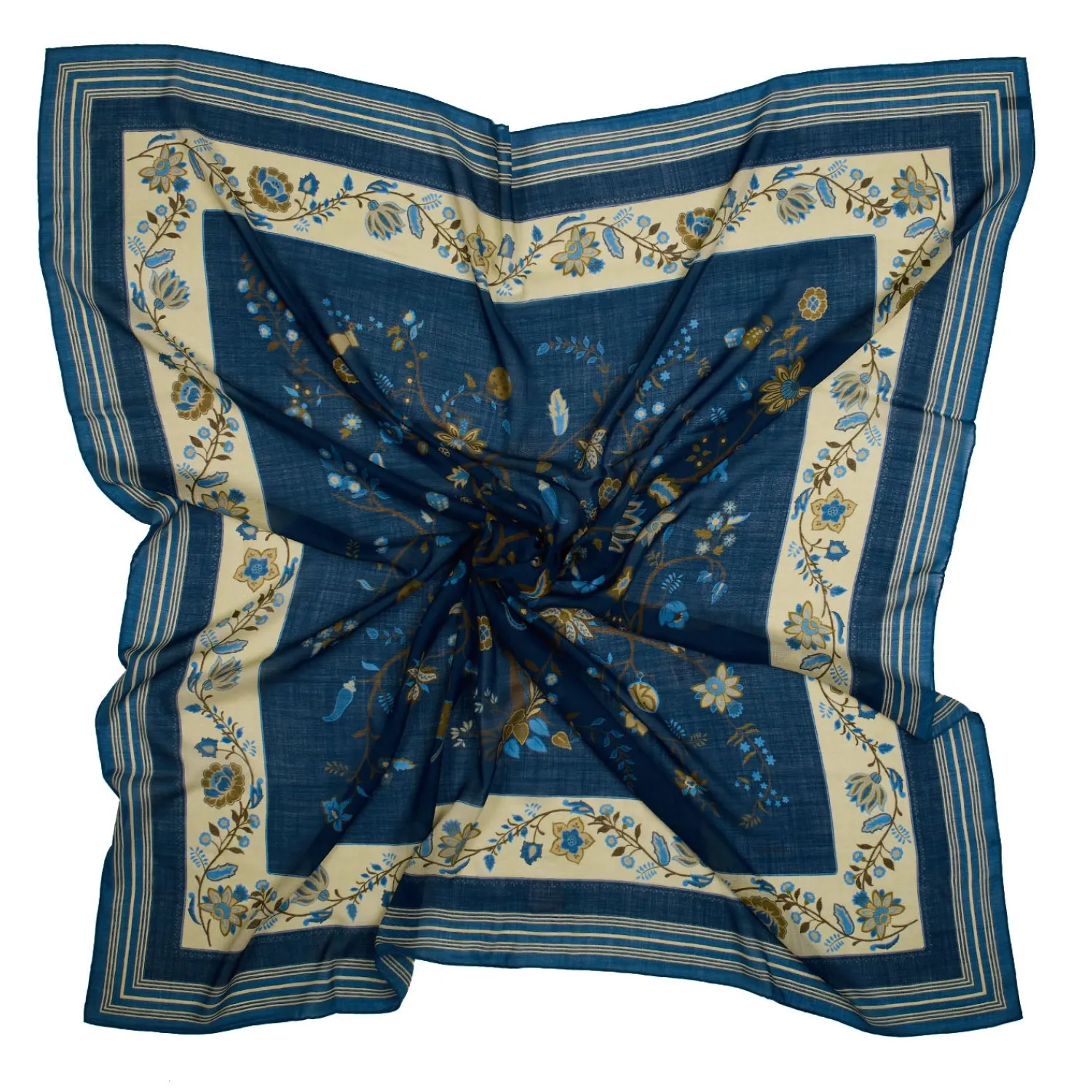 E.Marinella Sciarpe Invernali|STOLA BLU 140 IN LANA E CASHMERE Albero della vita