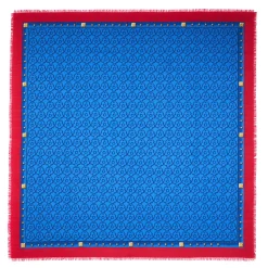 E.Marinella Sciarpe Invernali|STOLA BLU 115 IN LANA SETA E CASHMERE Fiori d’archivio