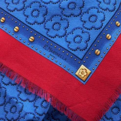 E.Marinella Sciarpe Invernali|STOLA BLU 115 IN LANA SETA E CASHMERE Fiori d’archivio