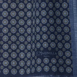 E.Marinella Sciarpe Invernali|STOLA BLU SCURO In lana con decorazioni floreali