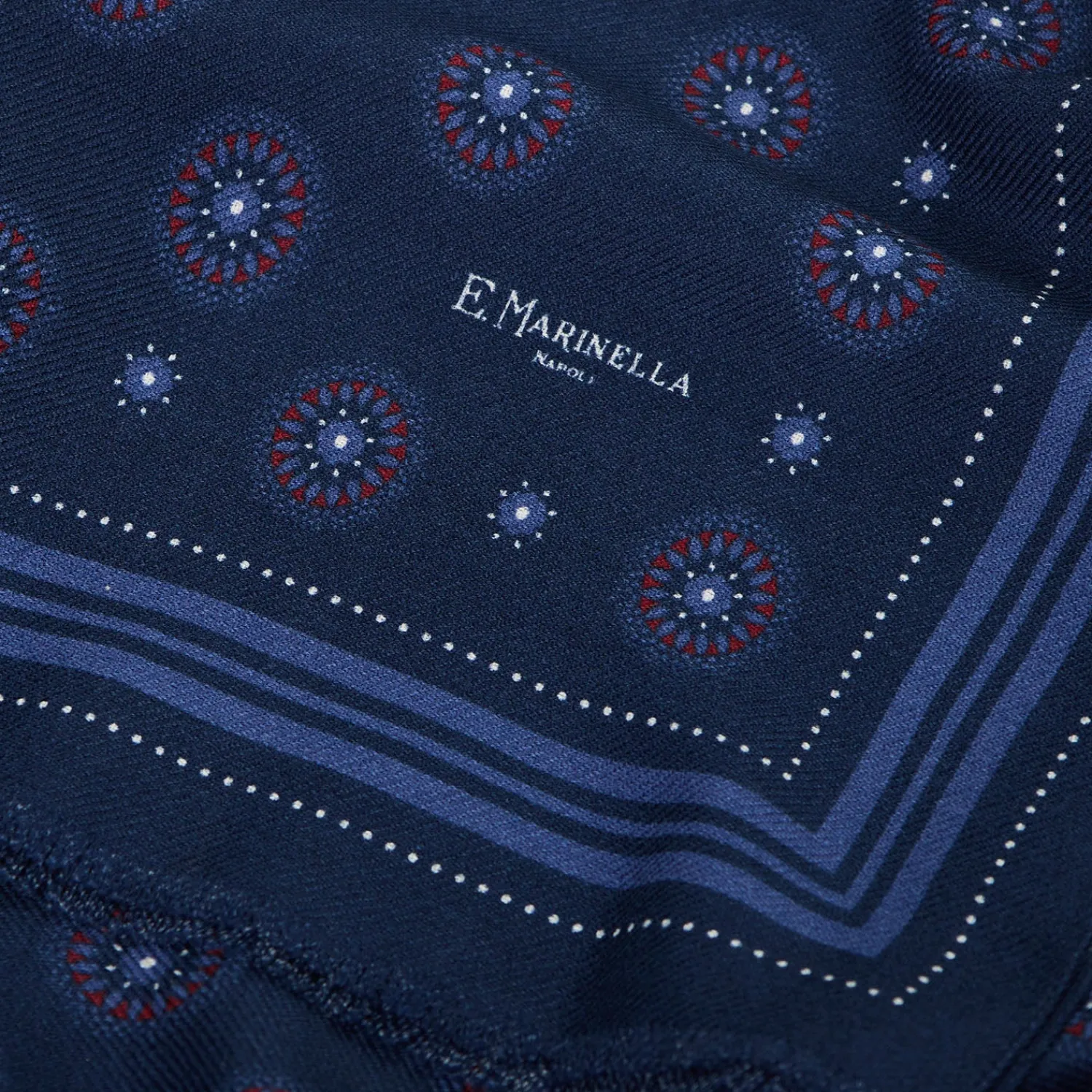 E.Marinella Sciarpe Invernali|STOLA DARK BLUE IN LANA Decorazioni floreali