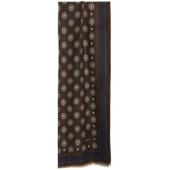 E.Marinella Sciarpe Invernali|STOLA DARK BROWN IN LANA Decorazioni floreali