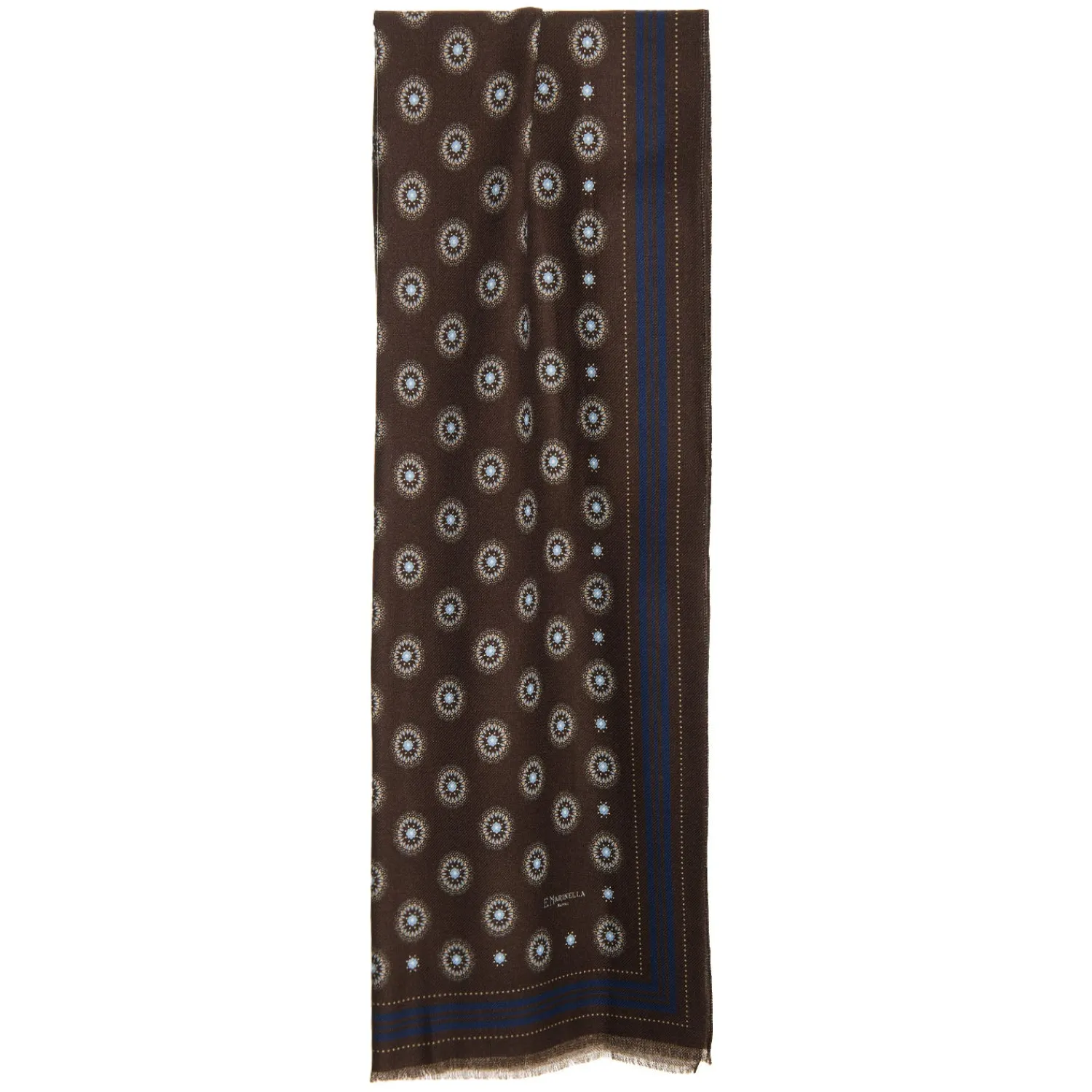 E.Marinella Sciarpe Invernali|STOLA DARK BROWN IN LANA Decorazioni floreali