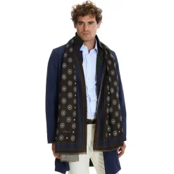 E.Marinella Sciarpe Invernali|STOLA DARK BROWN IN LANA Decorazioni floreali