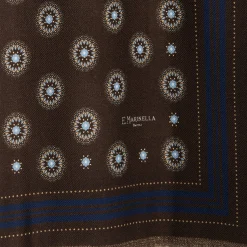 E.Marinella Sciarpe Invernali|STOLA DARK BROWN IN LANA Decorazioni floreali