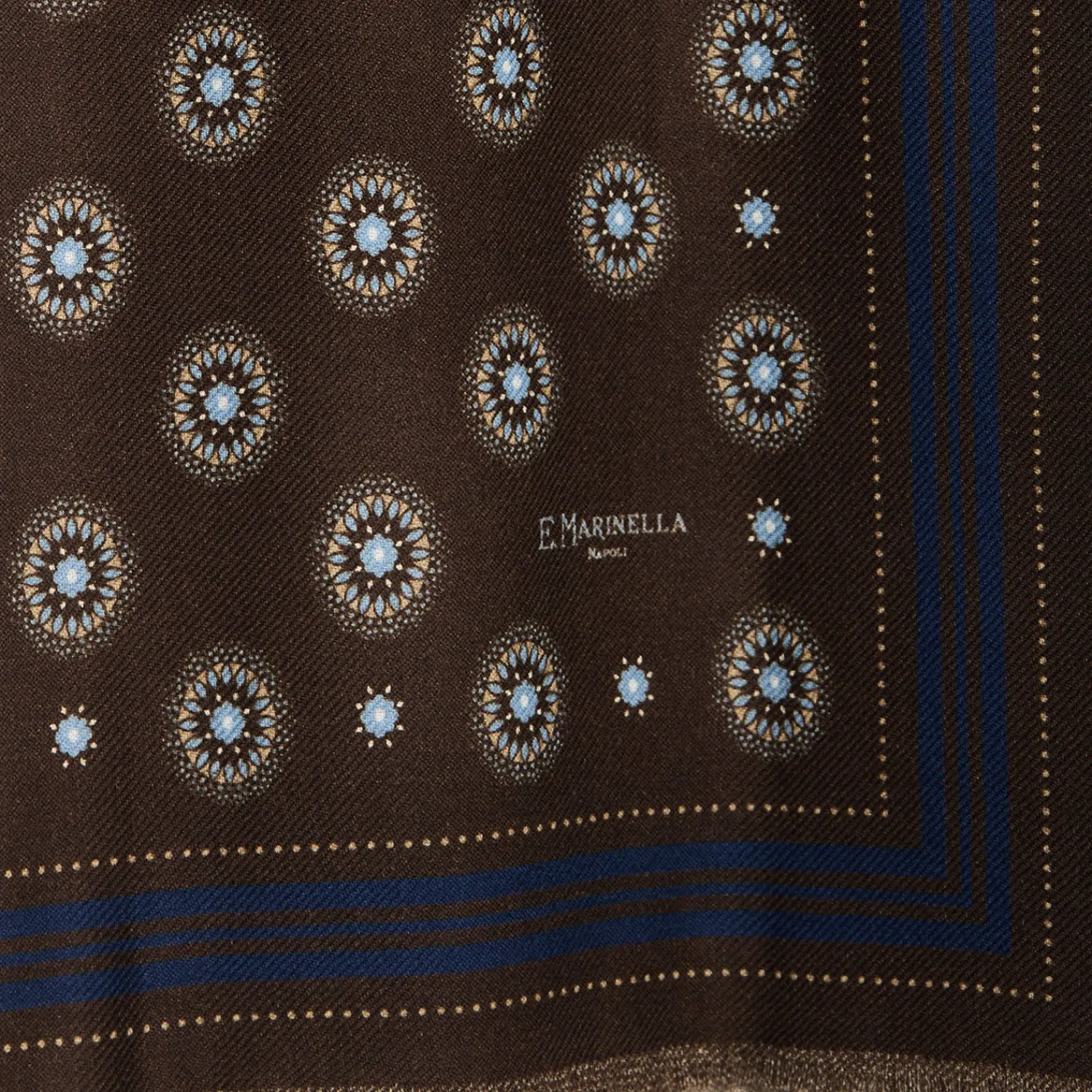 E.Marinella Sciarpe Invernali|STOLA DARK BROWN IN LANA Decorazioni floreali