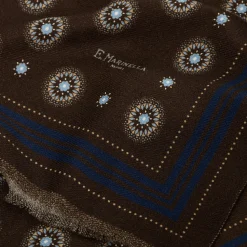 E.Marinella Sciarpe Invernali|STOLA DARK BROWN IN LANA Decorazioni floreali