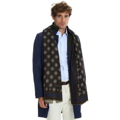 E.Marinella Sciarpe Invernali|STOLA DARK BROWN IN LANA Decorazioni floreali