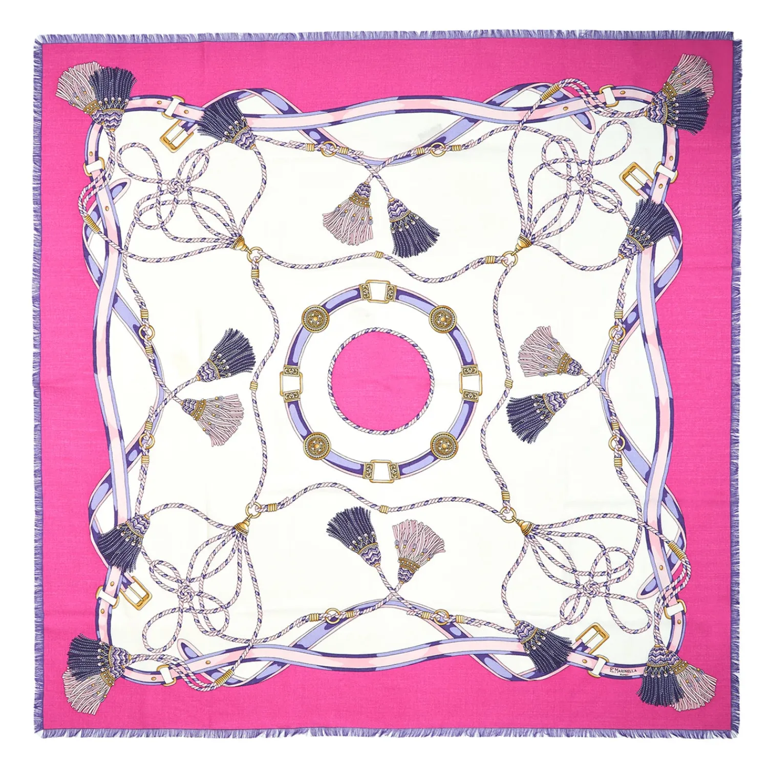 E.Marinella Sciarpe In Seta|Sciarpe Invernali|STOLA FUCSIA 115 IN LANA, SETA E CASHMERE Nappine e chiavi