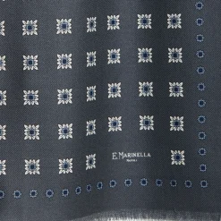 E.Marinella Sciarpe Invernali|STOLA GRIGIO SCURO IN LANA Decorazioni floreali