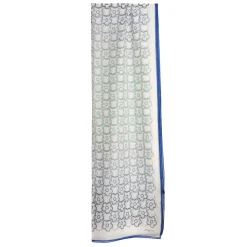 E.Marinella Sciarpe Estive|STOLA IN VOILE DI COTONE E SETA BLU Fiore monogram 100