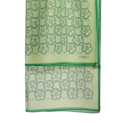 E.Marinella Sciarpe Estive|STOLA IN VOILE DI COTONE E SETA VERDE Fiore monogram 100