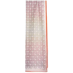 E.Marinella Sciarpe Estive|STOLA IN VOILE DI COTONE E SETA ARANCIONE Fiore monogram 100