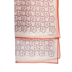 E.Marinella Sciarpe Estive|STOLA IN VOILE DI COTONE E SETA ARANCIONE Fiore monogram 100