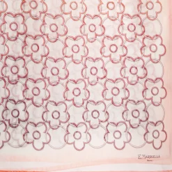 E.Marinella Sciarpe Estive|STOLA IN VOILE DI COTONE E SETA ARANCIONE Fiore monogram 100