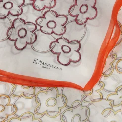 E.Marinella Sciarpe Estive|STOLA IN VOILE DI COTONE E SETA ARANCIONE Fiore monogram 100