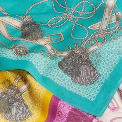 E.Marinella Sciarpe Estive|STOLA IN VOILE DI COTONE E SETA VERDE Microfantasia e nappine