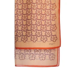 E.Marinella Sciarpe Estive|STOLA IN VOILE DI COTONE E SETA ARANCIONE Fiore monogram 100