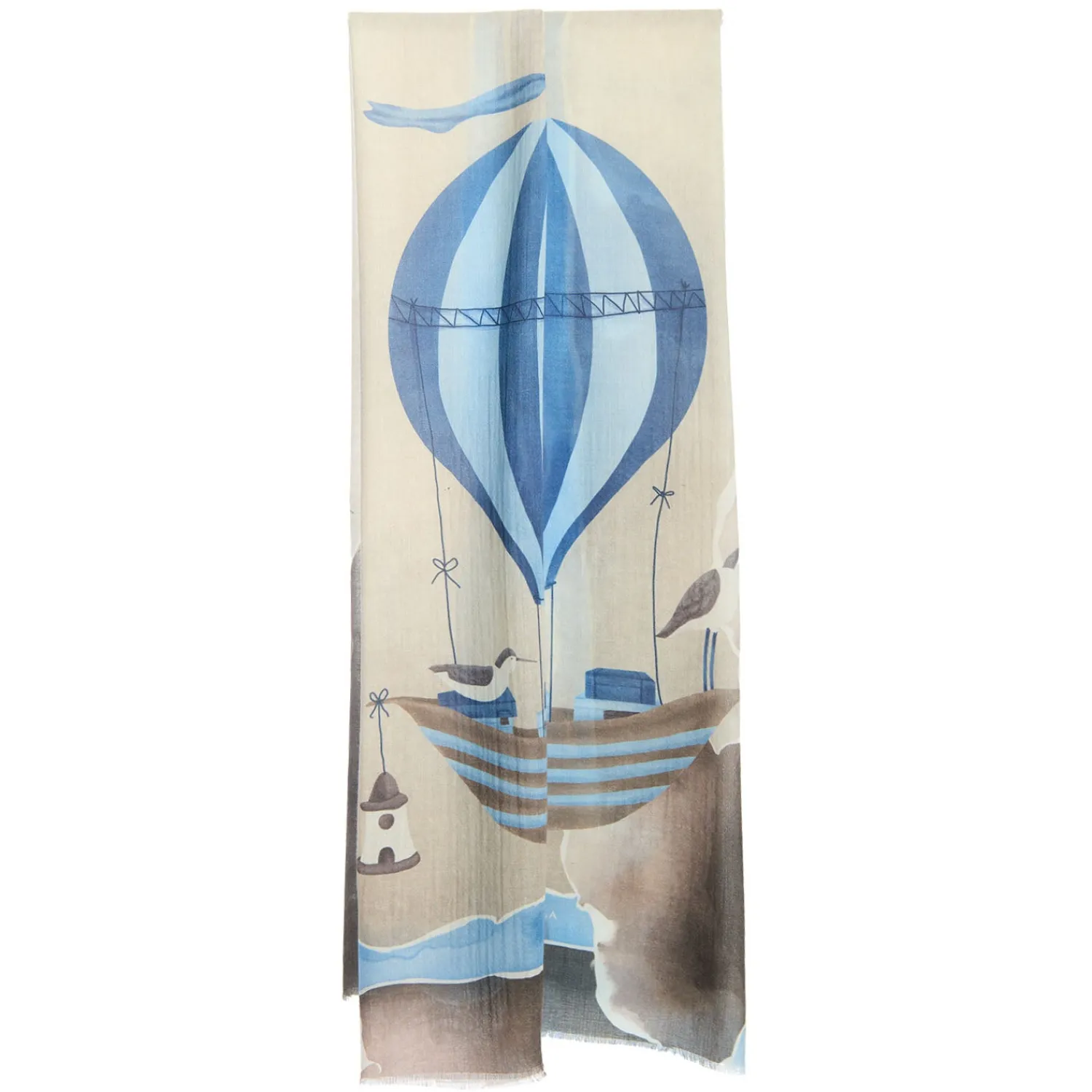 E.Marinella Sciarpe Invernali|STOLA MARRONE IN CASHMERE Collezione mongolfiere