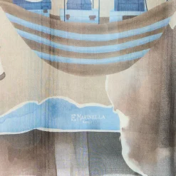 E.Marinella Sciarpe Invernali|STOLA MARRONE IN CASHMERE Collezione mongolfiere